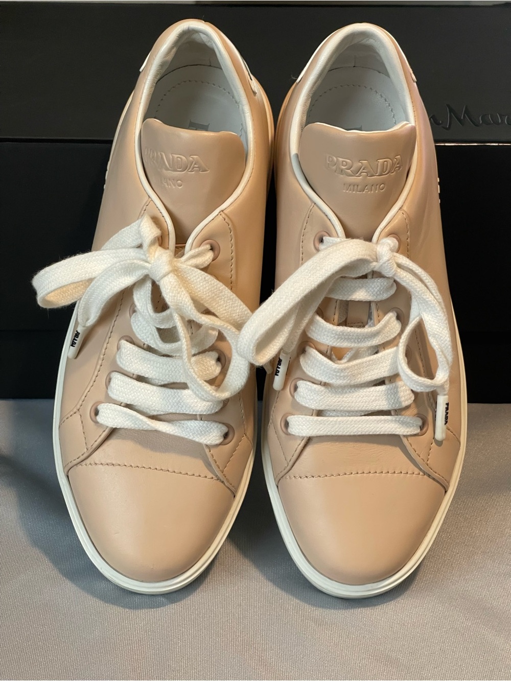 Prada Women’s Blush Leather Lace-Up Sneakers